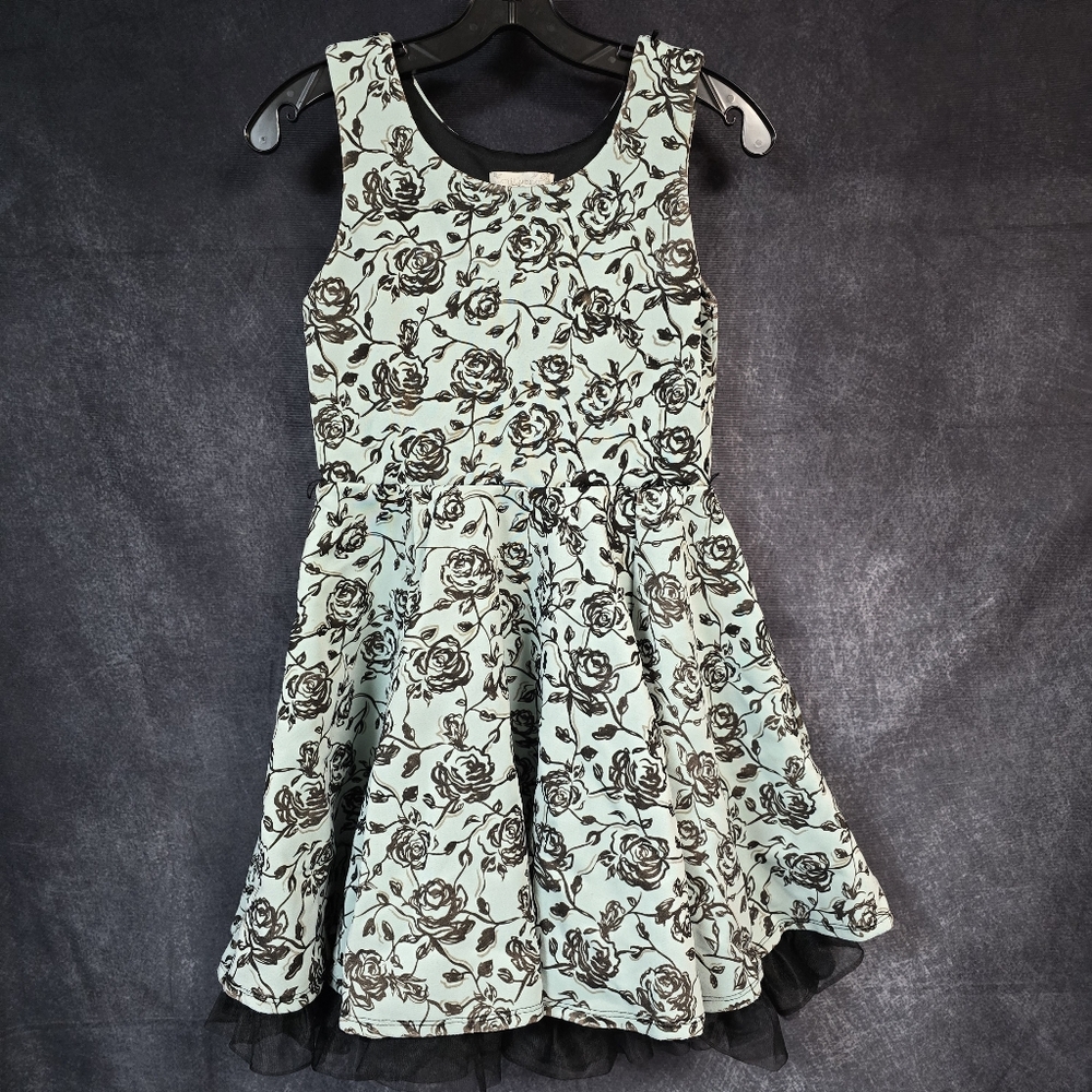 Knitworks Mint and Black Floral Kids Dress